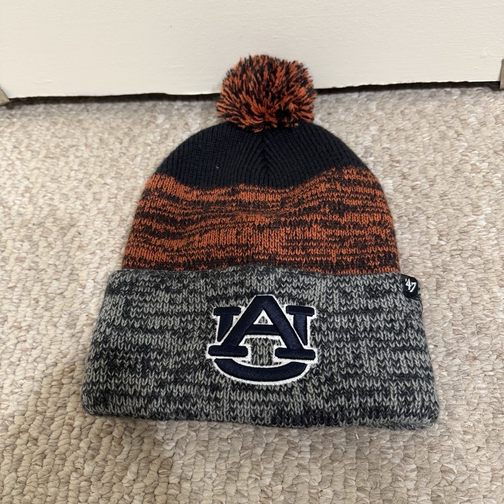 Auburn Tigers '47 Brand Cuffed Pom Knit Blue Orange White Beanie